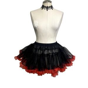 Be Wicked! Gothic Emo Grunge Cosplay Costume Red and Black Layered Ruffle Tutu